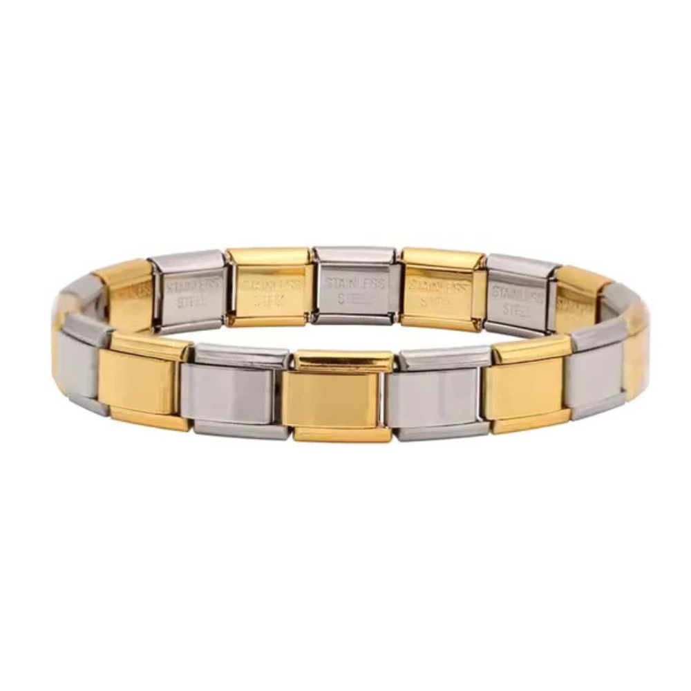 Italian-Inspired Unisex Two Tone Gold Plated & Stainless Steel Bracelet by The Happiness Store