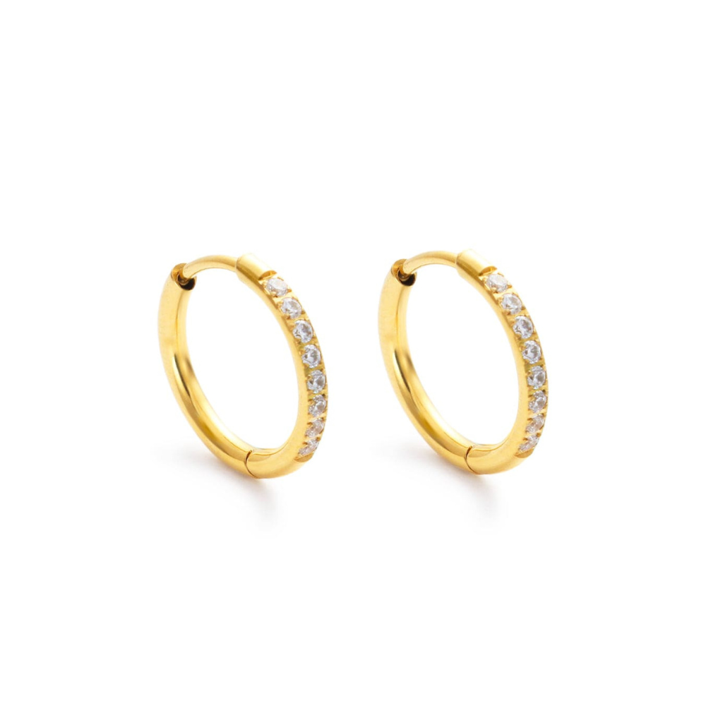 Gold Plated Half Stone Huggie Hoops by The Happiness Store 9