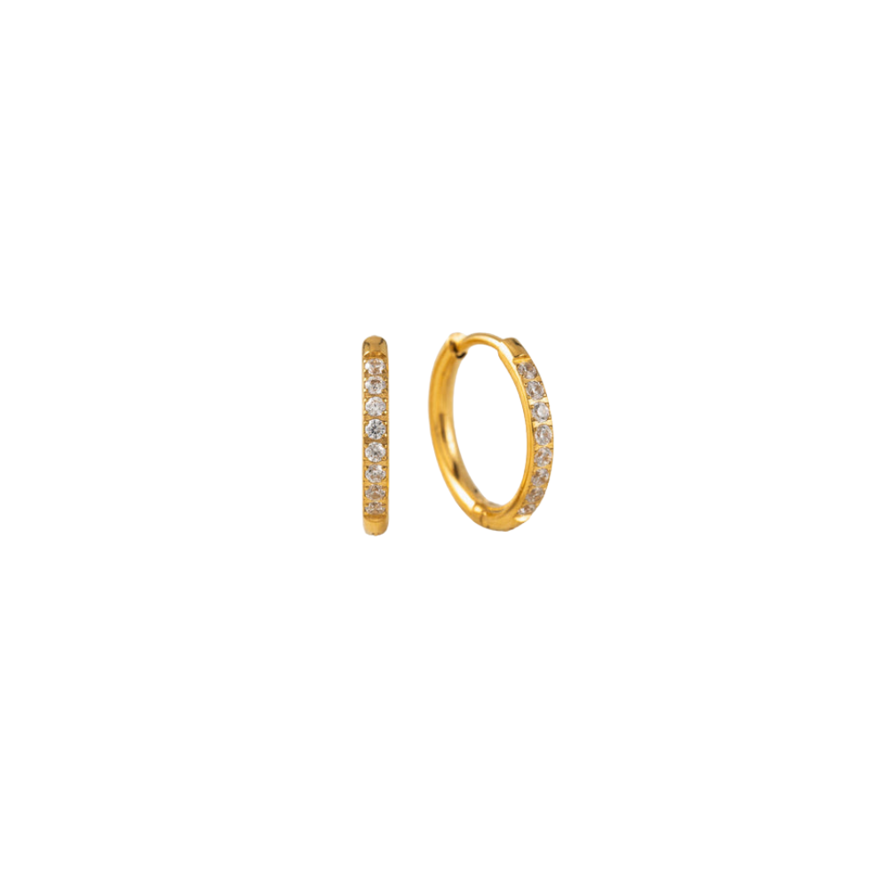 Gold Plated Half Stone Huggie Hoops by The Happiness Store 9
