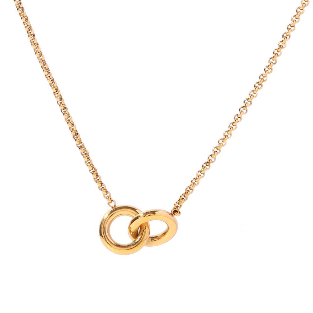 Double Circle Pendant Necklace - Main Image