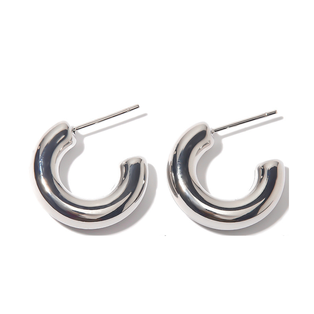 Mini Lightweight Stainless Steel Half Hoops by The Happiness Store