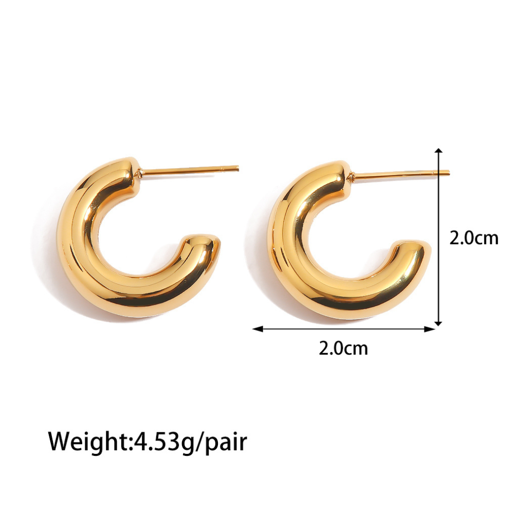 Mini Lightweight Gold Plated Half Hoops with Measurement by The Happiness Store