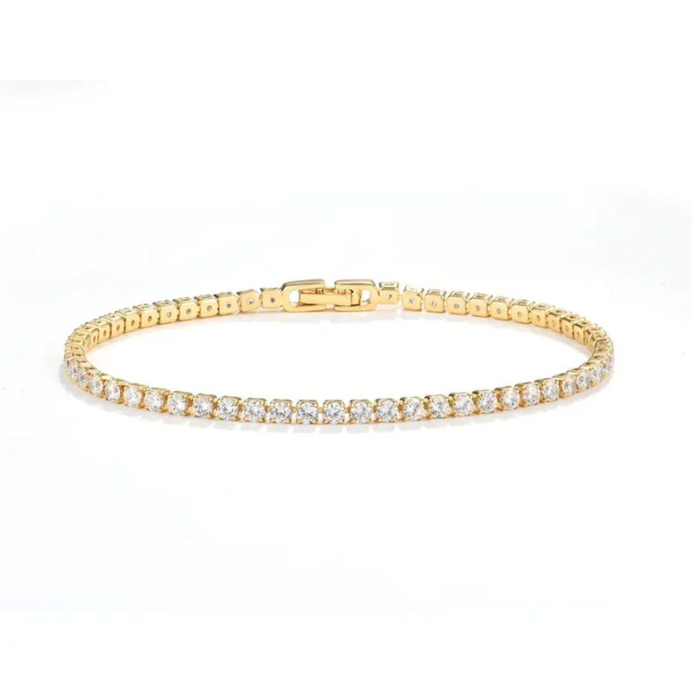 14k Gold Plated Mini Rhinestone Tennis Bracelet by The Happiness Store 2