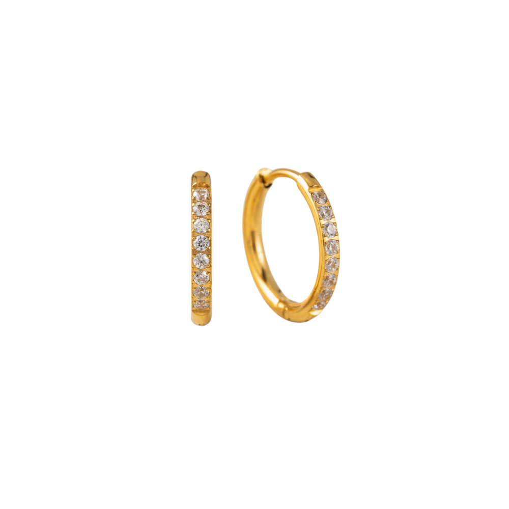 Gold Plated Half Stone Huggie Hoops by The Happiness Store 9