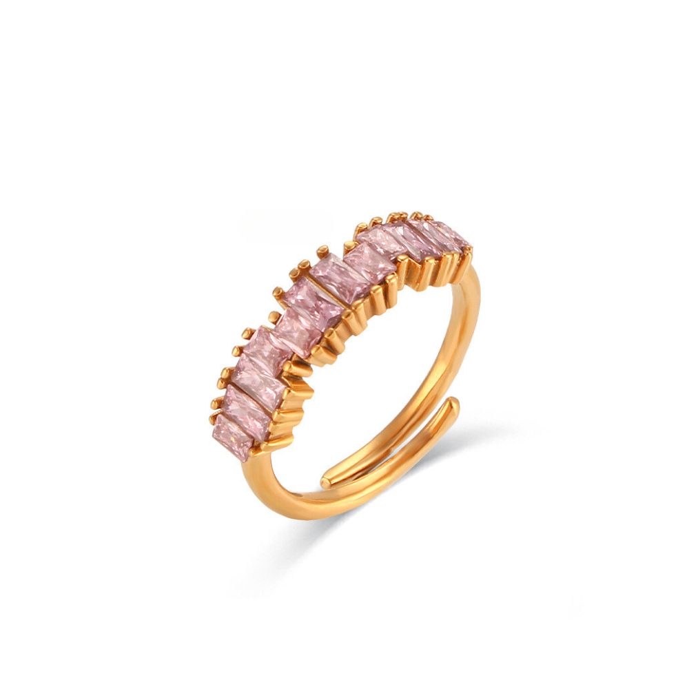 Adjustable Colored Cubic Zirconia Ring