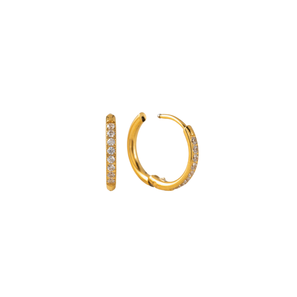Gold Plated Half Stone Huggie Hoops by The Happiness Store 9