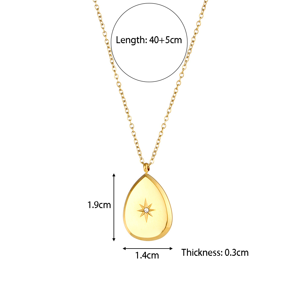 Solid Square and Teardrop Pendant with Star Accent