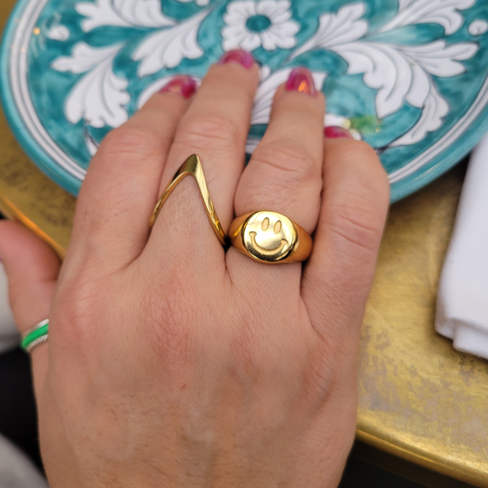 Gold Smiley Face Ring