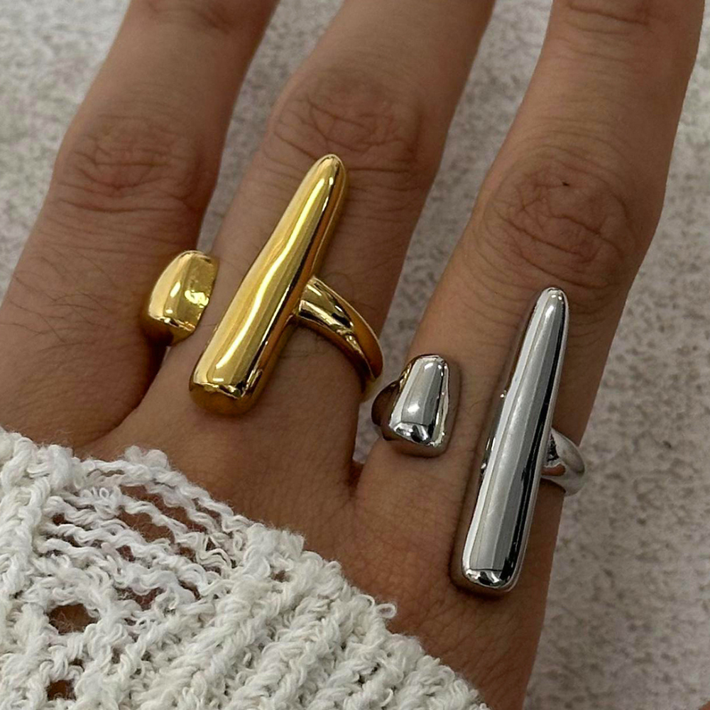 Sculptural T-Bar Chunky Ring