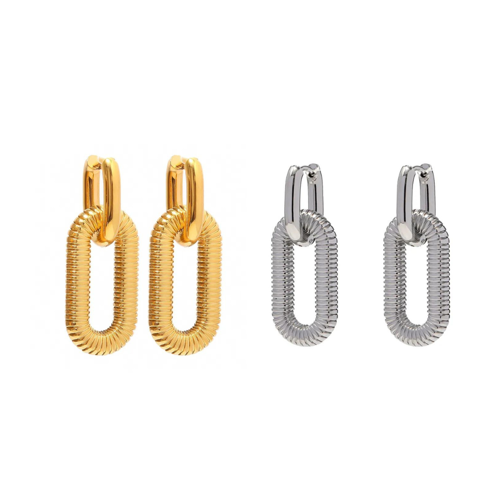 Gold Plated & Stainless Steel Double Hoops Earring by The Happiness Store
