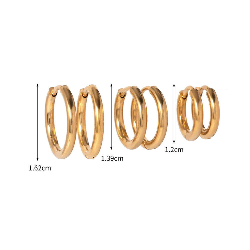 Minimalist Gold Plated Huggie Hoops with Measurement by The Happiness Store