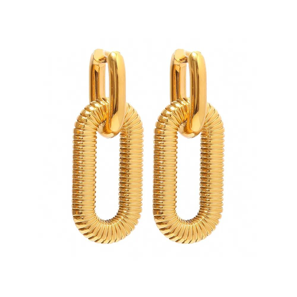 Gold Plated Double Hoops Earring by The Happiness Store