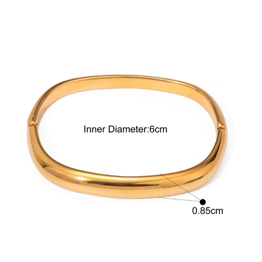 Sculpted Gold Plated Bangle with Measurement by The Happiness Store