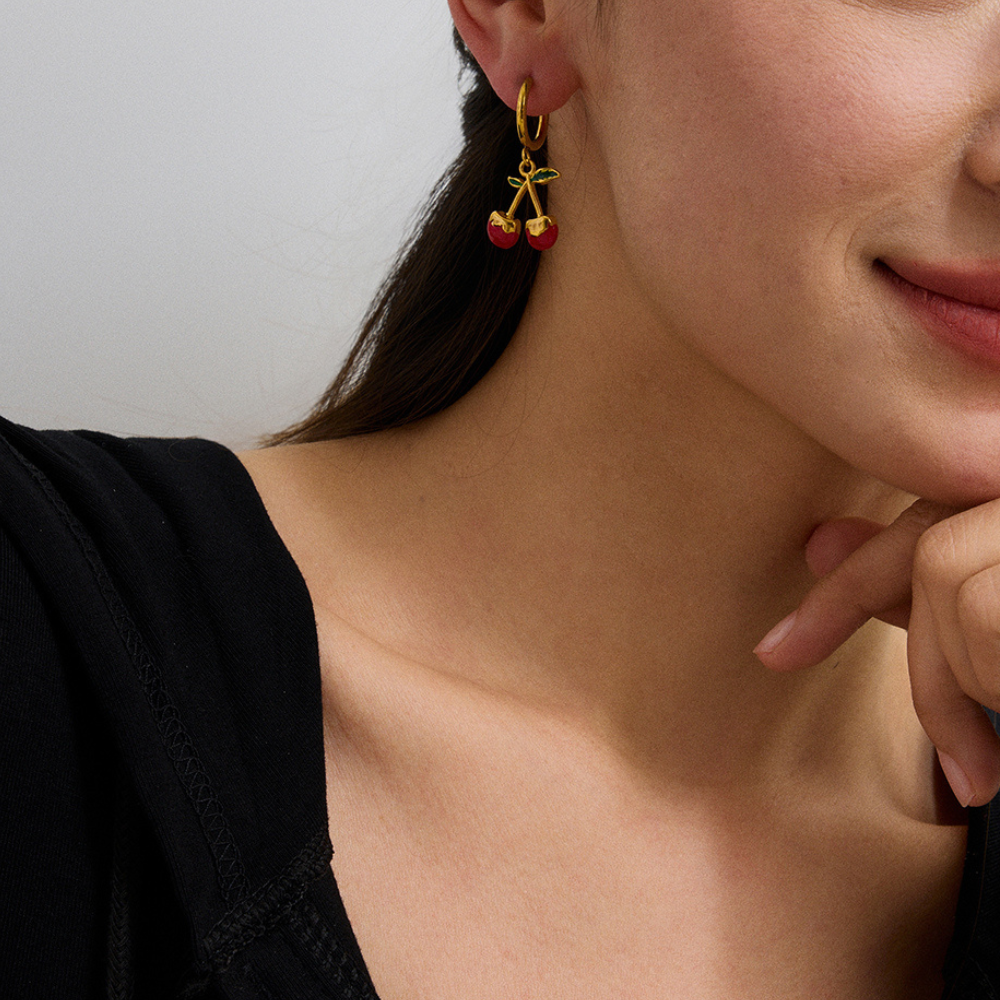 Cherry Charm Drop Earrings