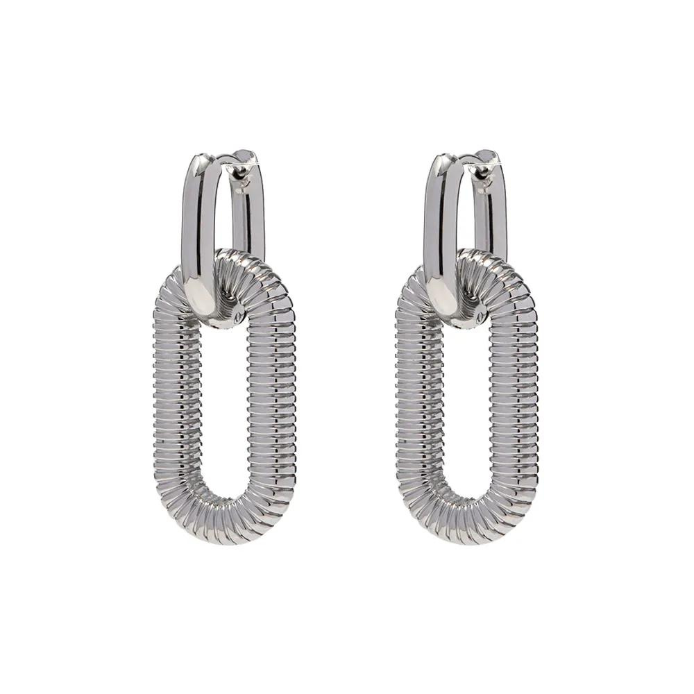 Stainless Steel Double Hoops Earring by The Happiness Store