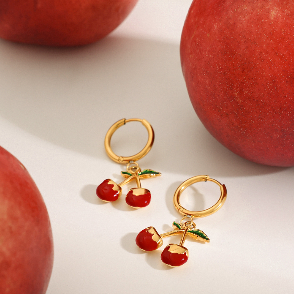 Cherry Charm Drop Earrings