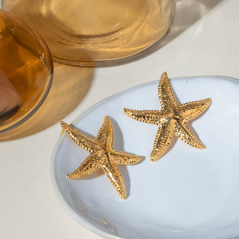 Statement Starfish Earrings in Gold