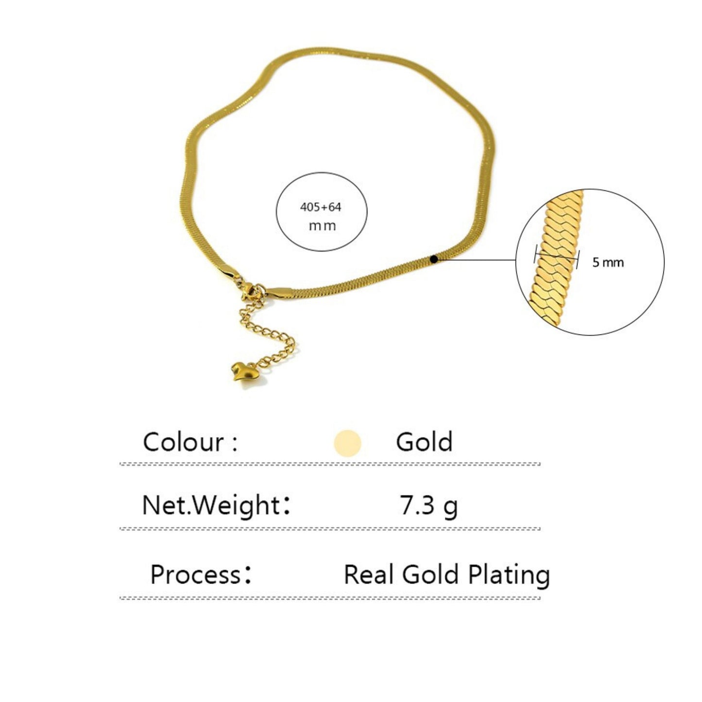 18K Gold Plated Stainless Steel Double Layer Dainty Herringbone Snake Chain Necklace Tarnish Resistant 18K Gold Herringbone gifts for her