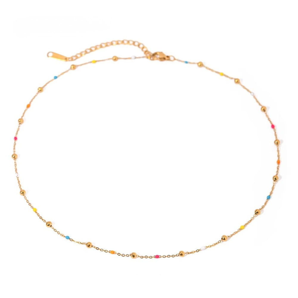 Dainty Rainbow Beaded Necklace