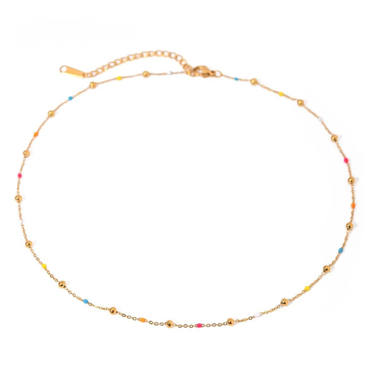 Dainty Rainbow Beaded Necklace