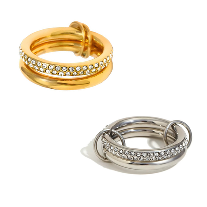 Classic Linked Zircon Stack Ring