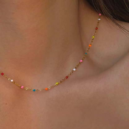 Dainty Rainbow Beaded Necklace