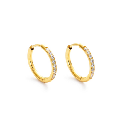 Gold Plated Half Stone Huggie Hoops by The Happiness Store 9