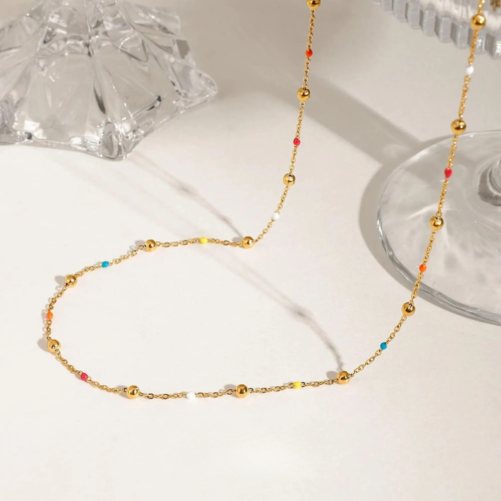 Dainty Rainbow Beaded Necklace