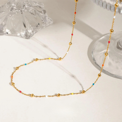 Dainty Rainbow Beaded Necklace