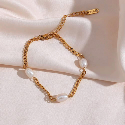 Pearl Charm Cuban Bracelet