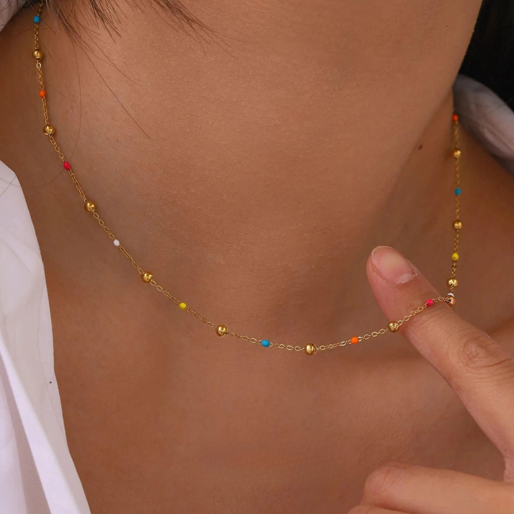 Dainty Rainbow Beaded Necklace