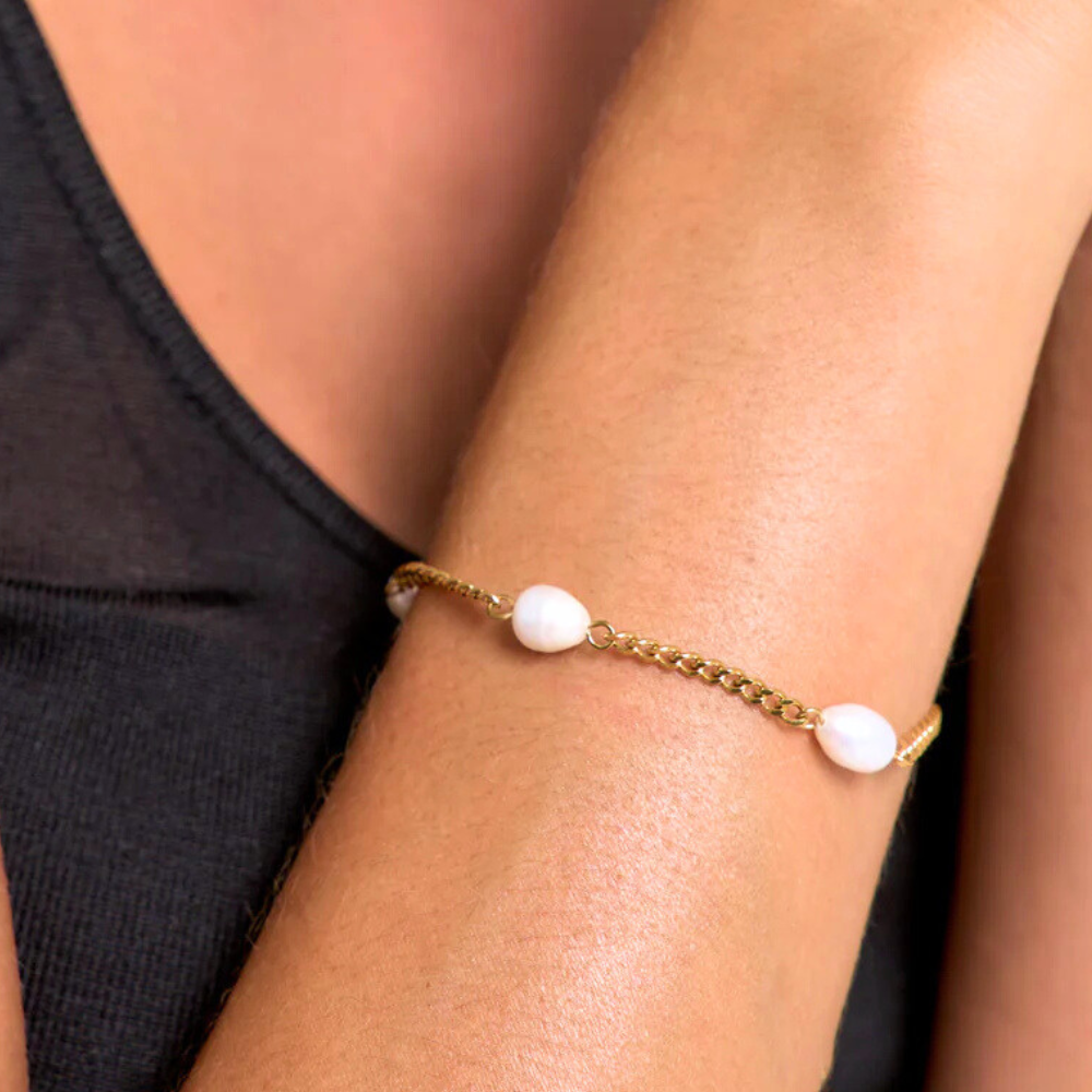 Pearl Charm Cuban Bracelet
