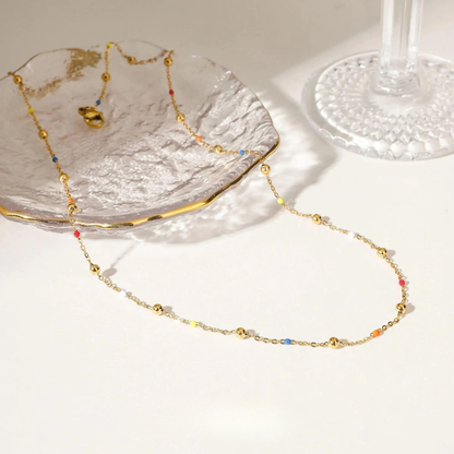 Dainty Rainbow Beaded Necklace