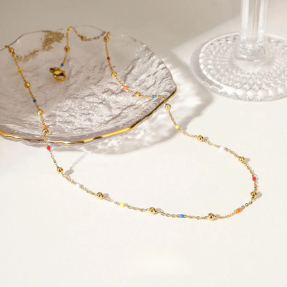 Dainty Rainbow Beaded Necklace