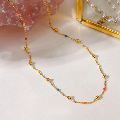 Dainty Rainbow Beaded Necklace
