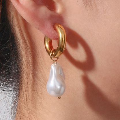 Versatile Pearl Drop Hoop Earrings