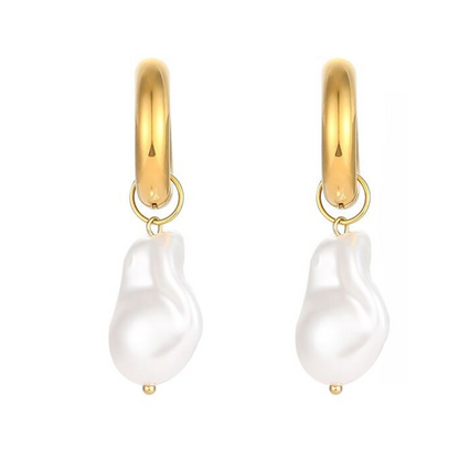 Versatile Pearl Drop Hoop Earrings