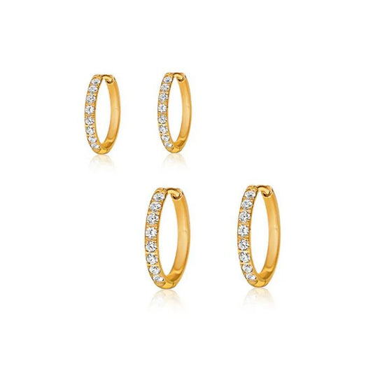 Gold / Silver Plated Half Stone Huggie Hoops by The Happiness Store