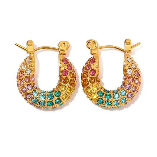 Mini Multi-Colour Zirconia Hoop Earrings