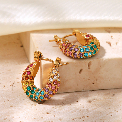 Mini Multi-Colour Zirconia Hoop Earrings