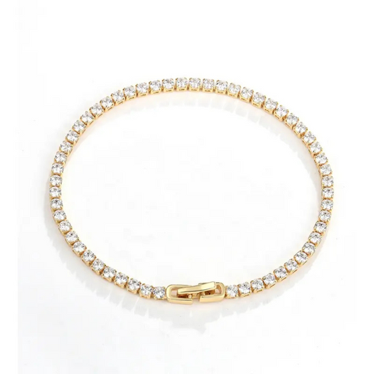 14k Gold Plated Mini Rhinestone Tennis Bracelet by The Happiness Store