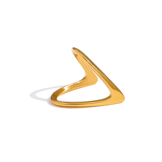 Gold Geometric V Ring