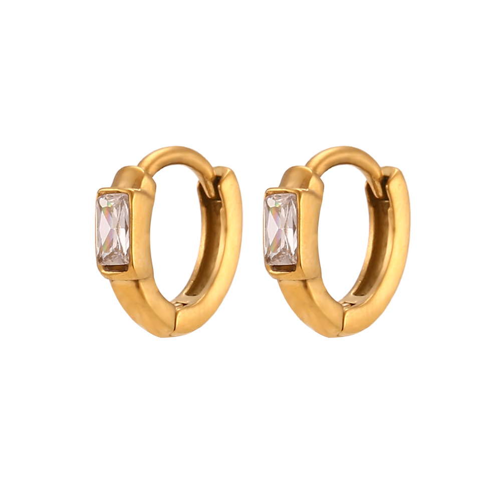 Reversible Diamond Gold Plated Zirconia Huggie Earrings by The Happiness Store