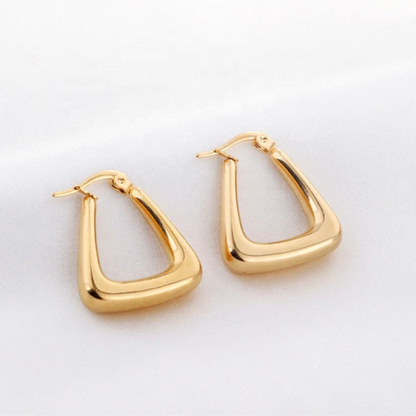 Sculpted Triangle Gold Plated Hoop Earrings by The Happiness Store 5