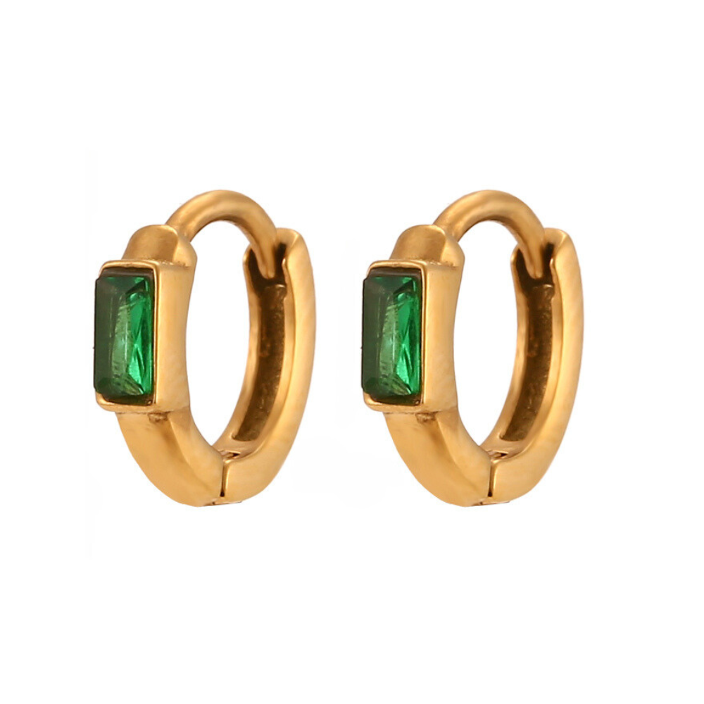 Reversible Coloured Gold Plated Zirconia Huggie Earrings by The Happiness Store 4