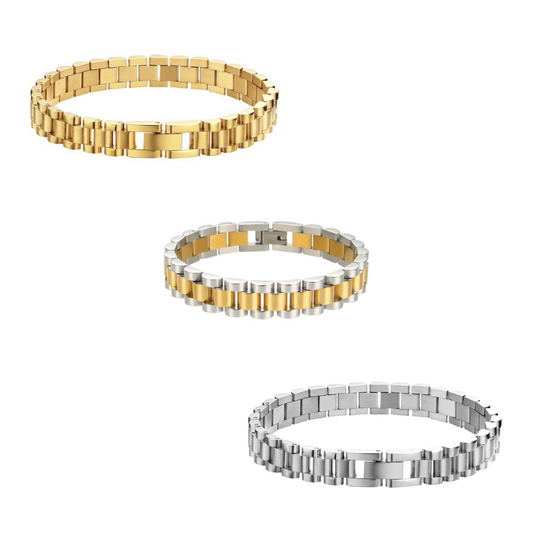 Statement Gold / Silver / Two-Tone Watchband Bracelet