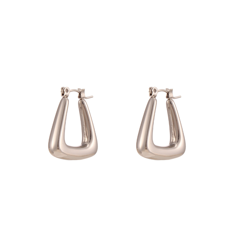 Sculpted Triangle Stainless Steel Hoop Earrings by The Happiness Store 4