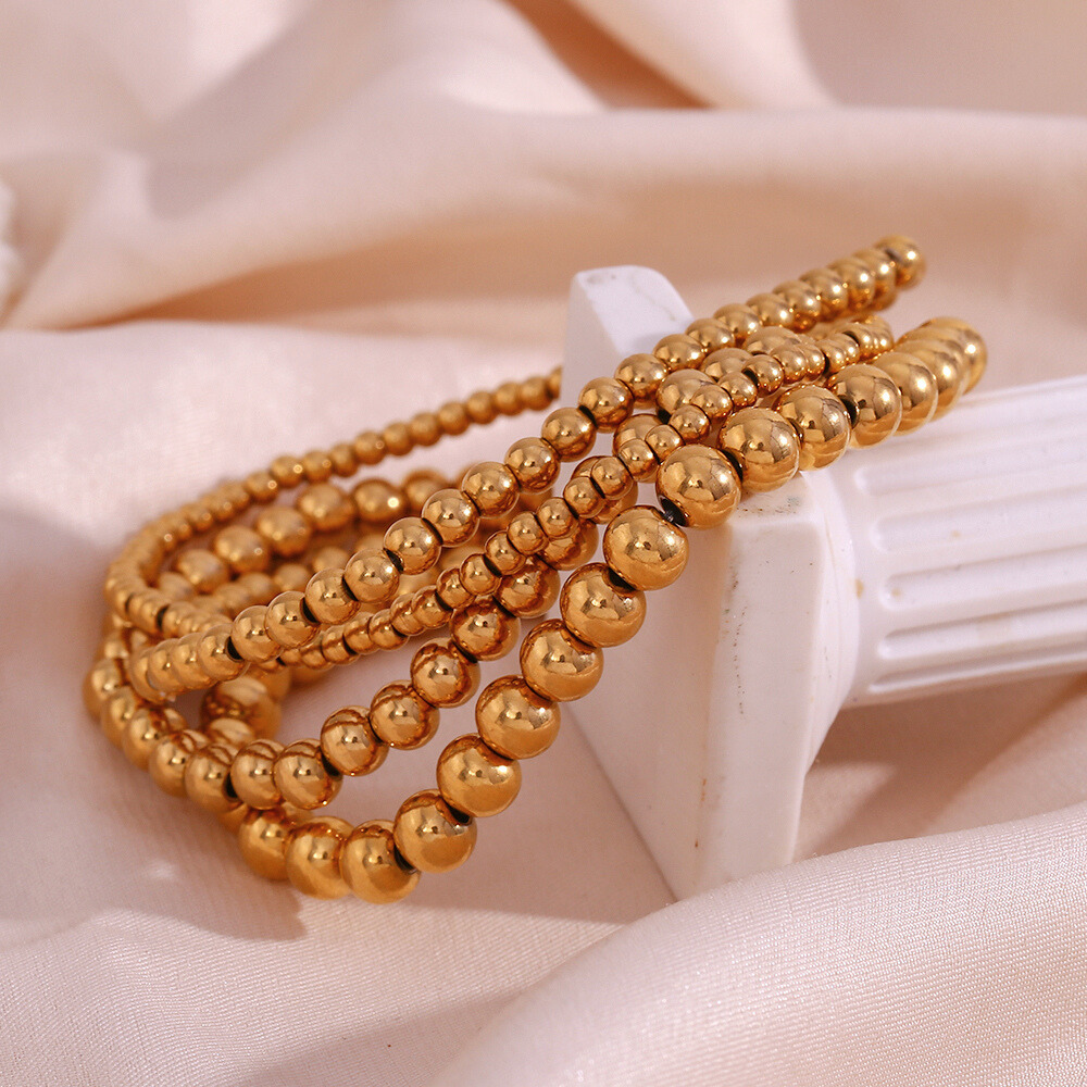 Solid 18k Gold plated Beaded Bracelet by The Happiness Store