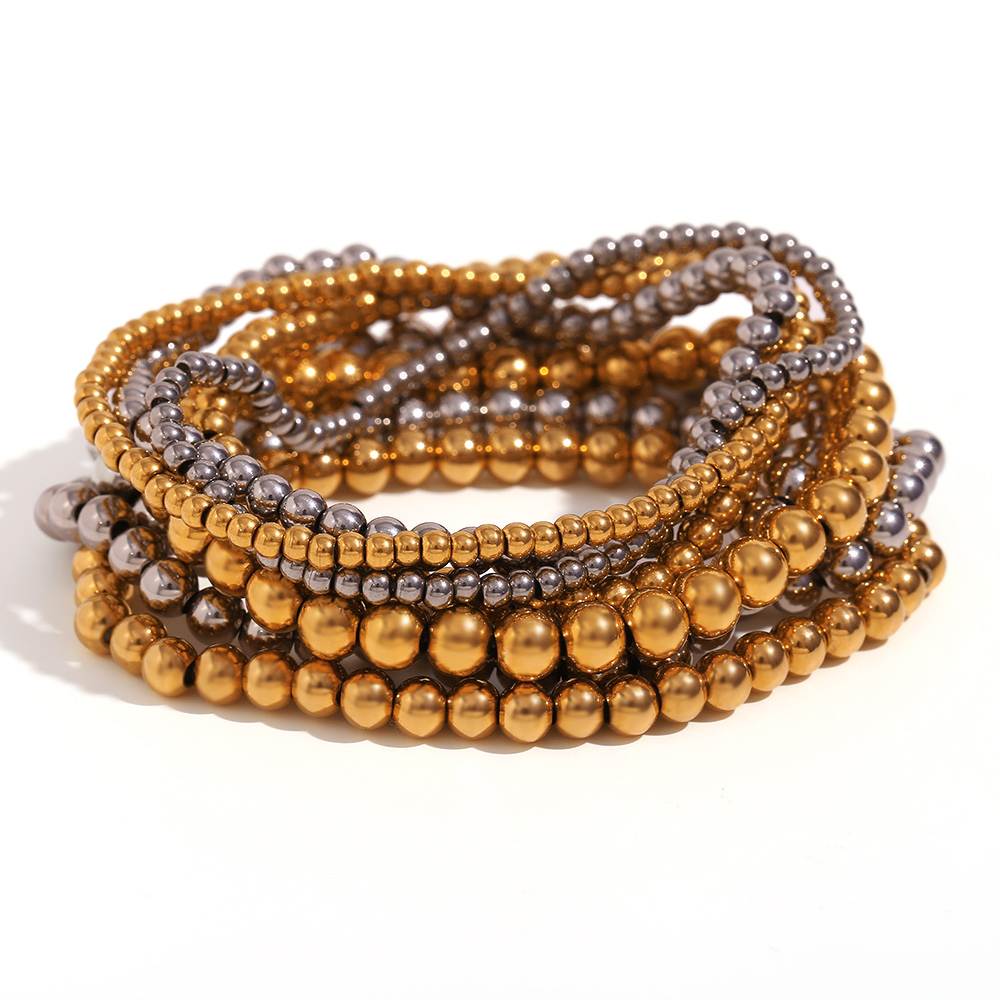 Solid Beaded Gold & Silver Bracelet by The Happiness Store