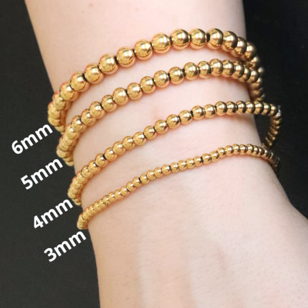 Solid 18k Gold plated Beaded Bracelet by The Happiness Store